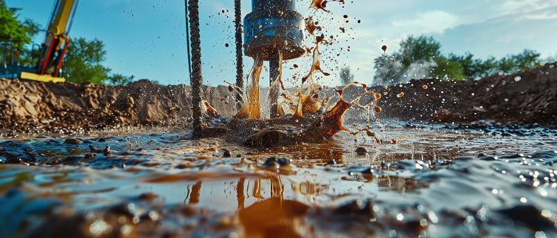 Installation d'équipement de forage pour pompage de rabattement de nappe à eau à Fos-sur-Mer sur l'étang-de-Berre 13